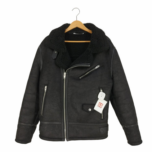 ザラ ZARA ダブルライダース フェイクムートンジャケット メンズ import:XL