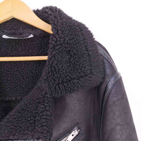 ザラ ZARA ダブルライダース フェイクムートンジャケット メンズ import:XL