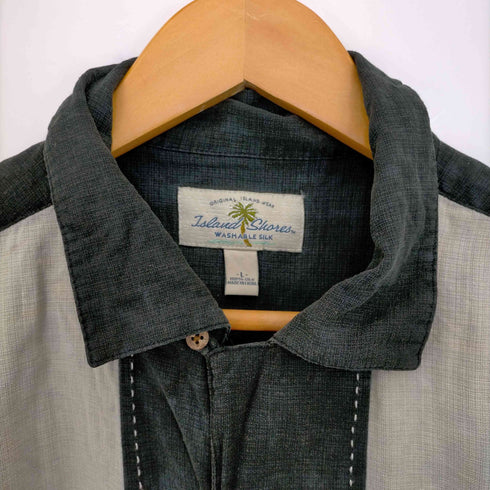 アイランドショアー ISLAND SHORES ウォッシャブルシルク オープンカラーシャツ メンズ import:L