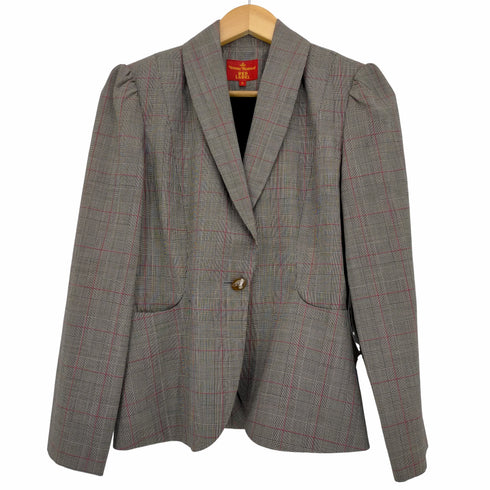 ヴィヴィアンウエストウッドレッドレーベル Vivienne Westwood RED LABEL オーブロゴ ボタン チェック柄 変形 テーラード ジャケット レディース JPN:3