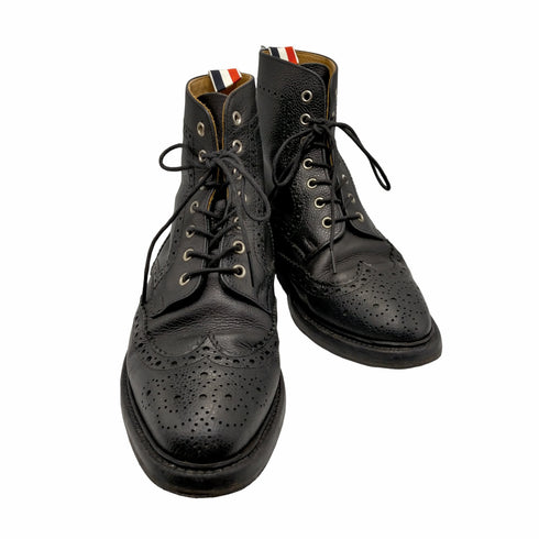 トムブラウン THOM BROWNE 英国製 シボレザー ウィングチップ ブローグスタイル カントリー ブーツ メンズ UK:8.5