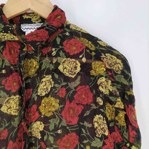 COTTON EXPRESS 花柄 レーヨンシアーシャツ レディース import:M