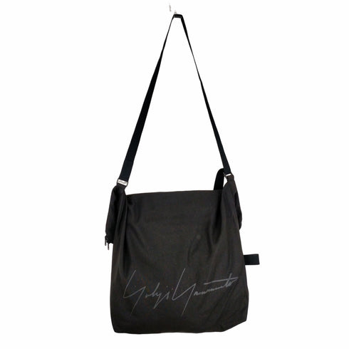 ヨウジヤマモト Yohji Yamamoto シグネチャーロゴキャンバスメッセンジャーバッグ メンズ