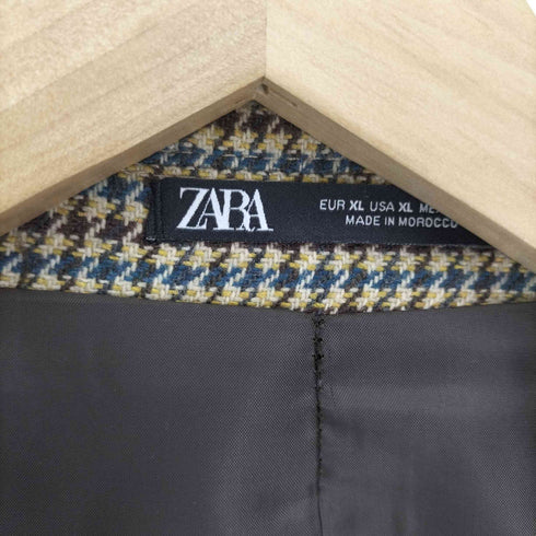 ザラ ZARA 千鳥格子 ナイロン ウール 2B テーラードジャケット メンズ import:XL
