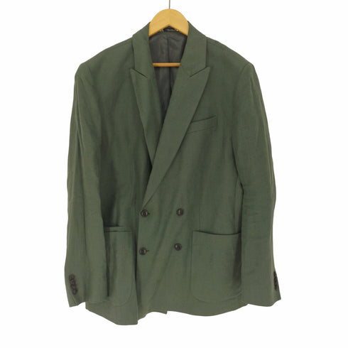 ザラ ZARA 100% LENIN リネン 背抜き ダブルブレスト テーラードジャケット メンズ EUR:52