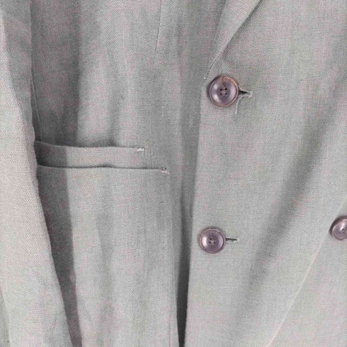ザラ ZARA 100% LENIN リネン 背抜き ダブルブレスト テーラードジャケット メンズ EUR:52