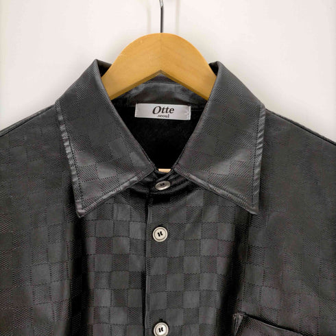 otte エコレザー ブロックチェックシャツ メンズ