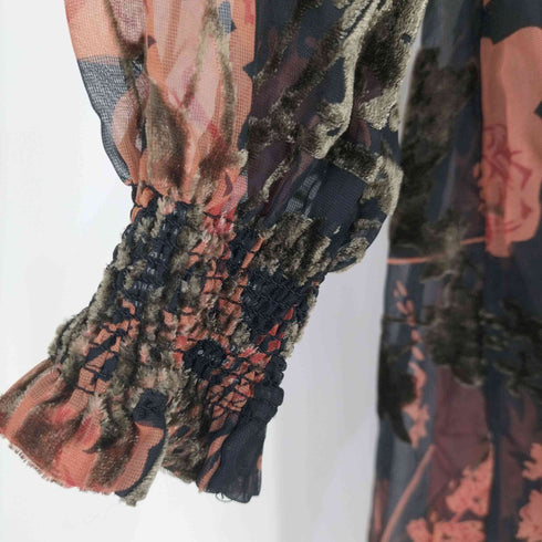ザラ ZARA 花柄ロング シアーワンピース レディース M