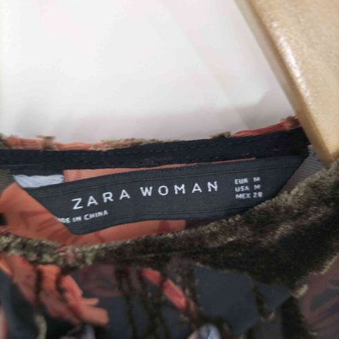 ザラ ZARA 花柄ロング シアーワンピース レディース M