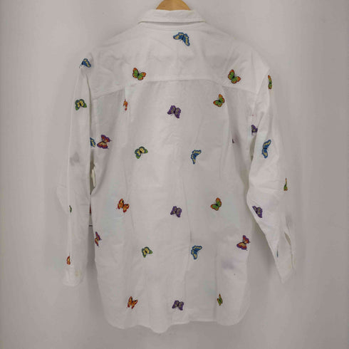 バタフライ刺繍コットンシャツ レディース M/L
