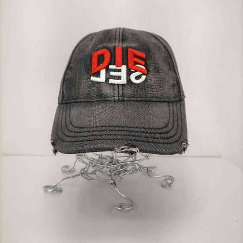 ディーゼル DIESEL ダメージ加工ロゴ刺繍ブラックデニムキャップ メンズ 2