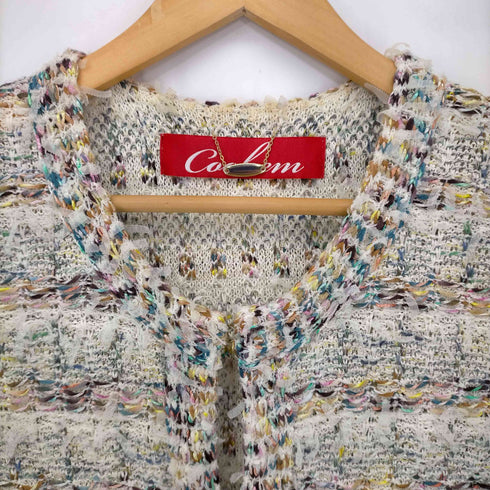 コーヘン COOHEM ノーカラーフリンジツイードコート レディース FREE