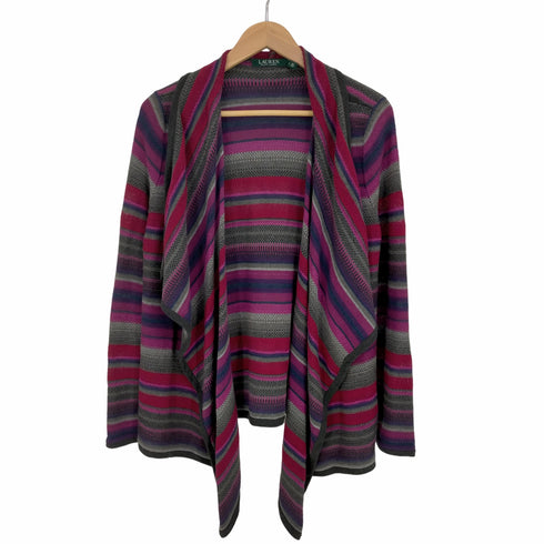 ローレンラルフローレン LAUREN RALPH LAUREN マルチボーダーショールカラーカーディガン レディース import:M