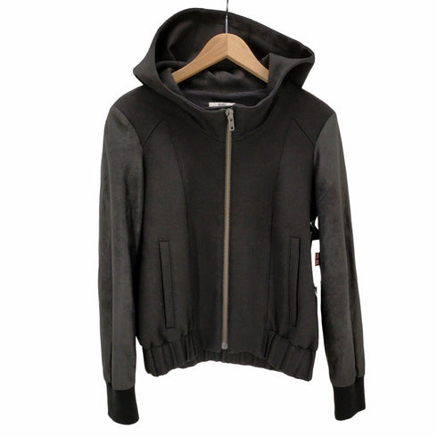 ヘルムートラング HELMUT LANG 袖カーフレザー切替ジップアップフーデッドジャケット レディース JPN:S
