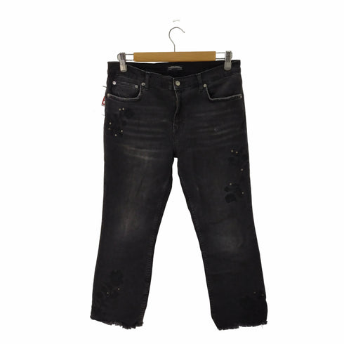 ザラ ZARA BLACK FLORAL EMBROIDERY CROPPED JEANS レディース JPN:XS 42
