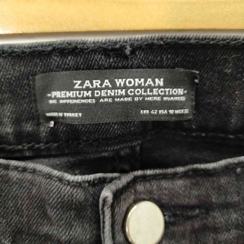ザラ ZARA BLACK FLORAL EMBROIDERY CROPPED JEANS レディース JPN:XS 42