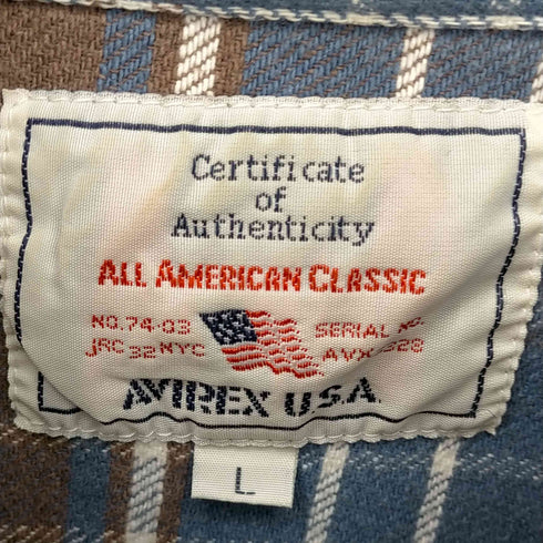 アヴィレックス AVIREX コットンヘビーチェックネルシャツ メンズ import:L