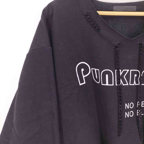 パンクレイブ PUNK RAVE チェーンデザイン ロゴプリント ドルマンスリーブ カットオフ Vネック スウェット プルオーバー レディース FREE