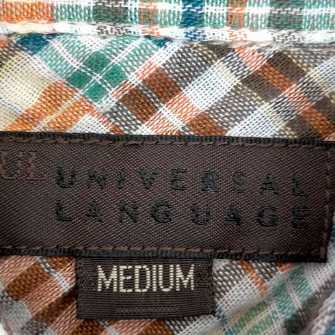 ユニバーサルランゲージ UNIVERSAL LANGUAGE パッチワーク チェック 半袖シャツ メンズ import:M