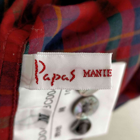 パパス papas チェック コットンレギュラーシャツ メンズ import:M