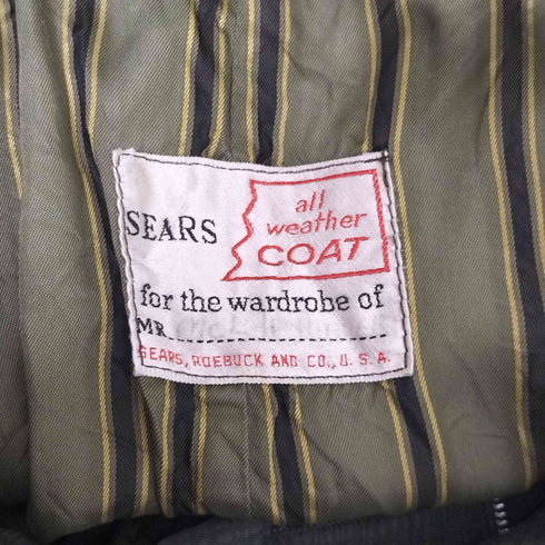 シアーズ Sears 70-80S ALL WEATHER COAT 裏地 サテン ストライプ チェック柄 ステンカラー コート メンズ