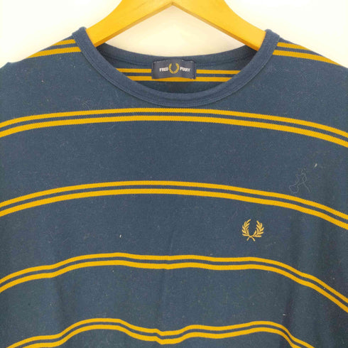 フレッドペリー FRED PERRY 別注 ロゴ刺繍 ロングスリーブ ボーダーTシャツ メンズ import:L