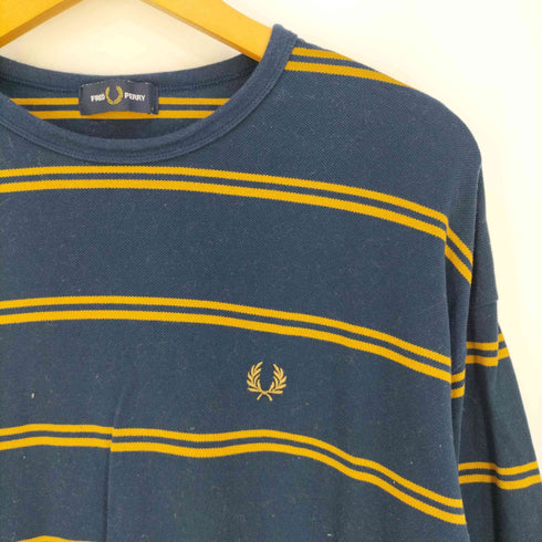 フレッドペリー FRED PERRY 別注 ロゴ刺繍 ロングスリーブ ボーダーTシャツ メンズ import:L