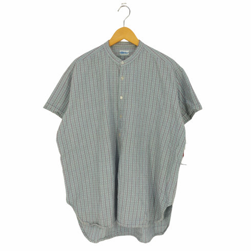 Walser Stauf REHETOBEL 刺繍ストライプ ハーフボタンバンドカラーシャツ メンズ EUR:44