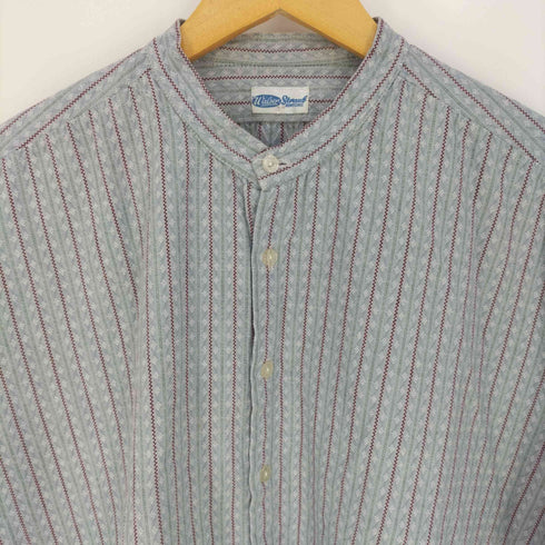 Walser Stauf REHETOBEL 刺繍ストライプ ハーフボタンバンドカラーシャツ メンズ EUR:44