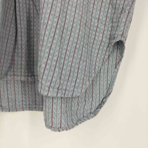 Walser Stauf REHETOBEL 刺繍ストライプ ハーフボタンバンドカラーシャツ メンズ EUR:44