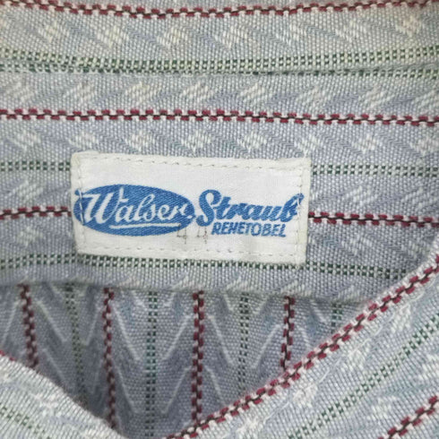 Walser Stauf REHETOBEL 刺繍ストライプ ハーフボタンバンドカラーシャツ メンズ EUR:44