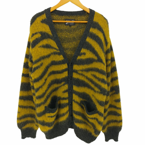 ショット ニューヨーク Schott NYC MOHAIR ZEBRA CARDIGAN モヘア混 トラ柄 ゼブラ柄 ダブルジャガード カーディガン ニット メンズ import:L
