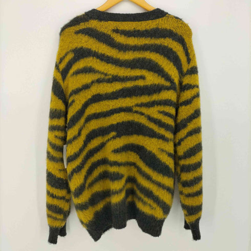 ショット ニューヨーク Schott NYC MOHAIR ZEBRA CARDIGAN モヘア混 トラ柄 ゼブラ柄 ダブルジャガード カーディガン ニット メンズ import:L