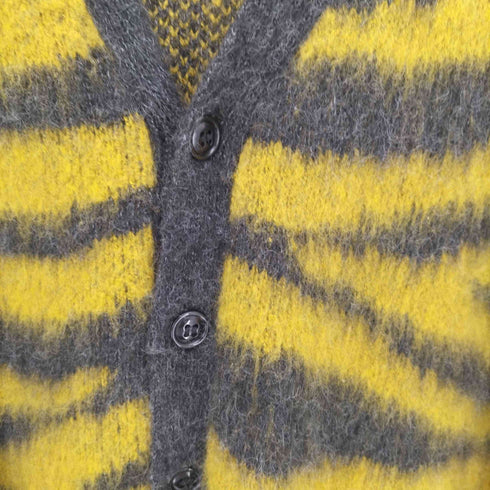 ショット ニューヨーク Schott NYC MOHAIR ZEBRA CARDIGAN モヘア混 トラ柄 ゼブラ柄 ダブルジャガード カーディガン ニット メンズ import:L