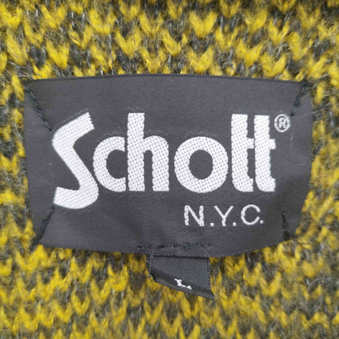 ショット ニューヨーク Schott NYC MOHAIR ZEBRA CARDIGAN モヘア混 トラ柄 ゼブラ柄 ダブルジャガード カーディガン ニット メンズ import:L