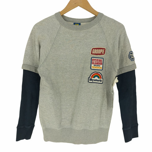ヒステリックグラマー HYSTERIC GLAMOUR 袖切替 ワッペンロゴ スウェット レディース FREE