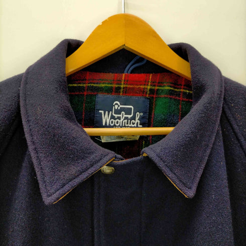 ウールリッチ WOOLRICH 80S 紺タグ USA製 裏地チェック 比翼 ジップアップ ウールブルゾン メンズ import:XL