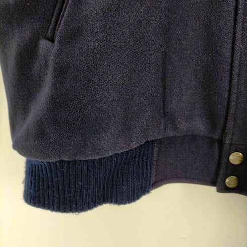 ウールリッチ WOOLRICH 80S 紺タグ USA製 裏地チェック 比翼 ジップアップ ウールブルゾン メンズ import:XL