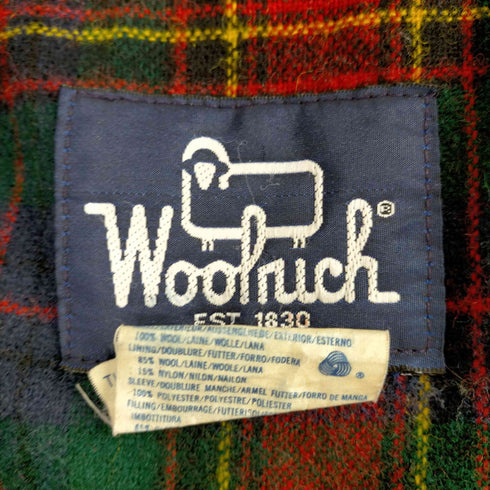 ウールリッチ WOOLRICH 80S 紺タグ USA製 裏地チェック 比翼 ジップアップ ウールブルゾン メンズ import:XL