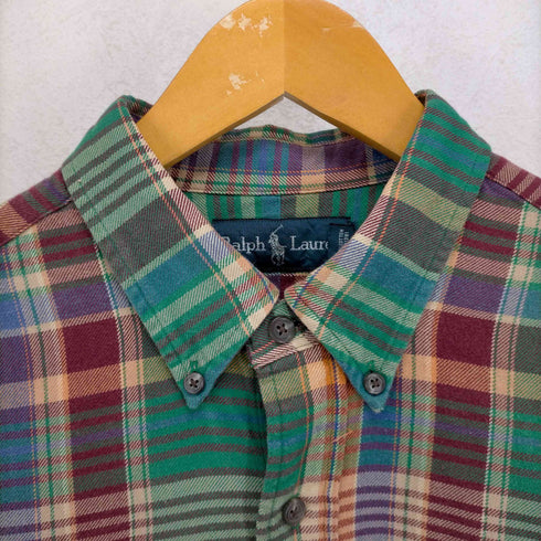 ラルフローレン RALPH LAUREN 90-00S チェック柄 BDネルシャツ メンズ import:L