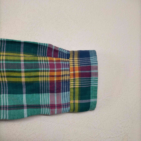 ラルフローレン RALPH LAUREN 90-2000s チェック柄 リネン/シルク BDネルシャツ メンズ import:M