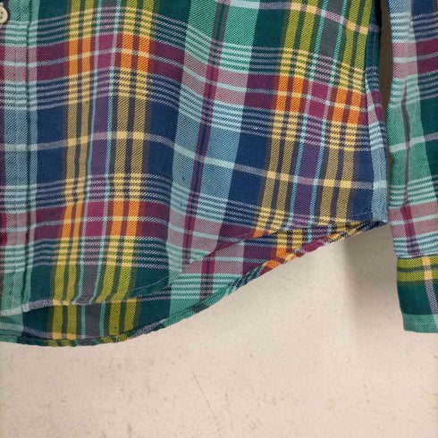 ラルフローレン RALPH LAUREN 90-2000s チェック柄 リネン/シルク BDネルシャツ メンズ import:M