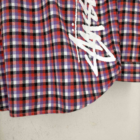 ステューシー Stussy 00S AUTHENTIC 背面ロゴプリント プルオーバーフランネルシャツ メンズ import:XL