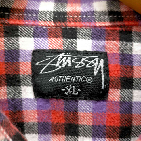 ステューシー Stussy 00S AUTHENTIC 背面ロゴプリント プルオーバーフランネルシャツ メンズ import:XL