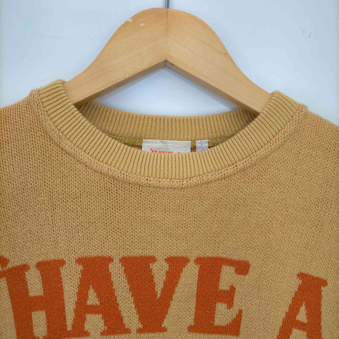 HAVE A GRATEFUL DAY ロゴ刺繍クルーネック半袖ニット レディース JPN:S