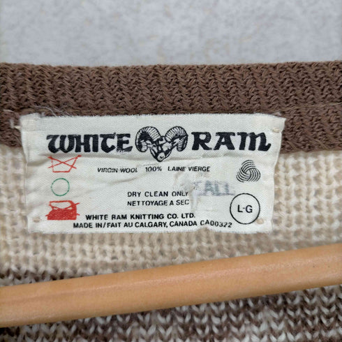 WHITE RAM 70s MADE IN CANADA 総柄ウールカーディガン メンズ JPN:L