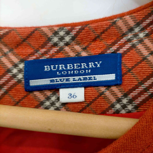バーバリーブルーレーベル BURBERRY BLUE LABEL 胸元ロゴ刺繍ハーフボタンクロップドワンピース レディース 36
