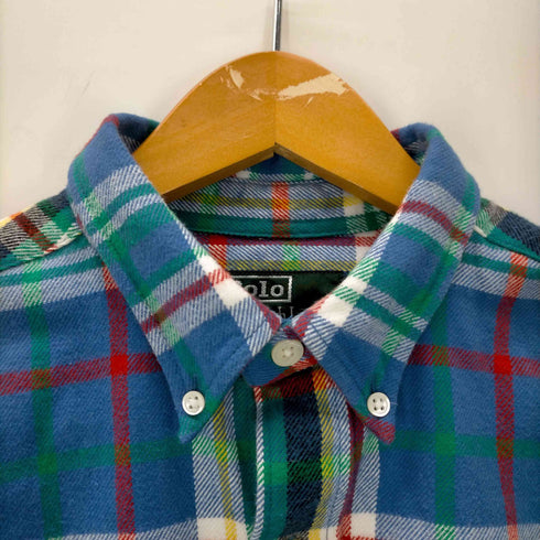 ポロバイラルフローレン Polo by RALPH LAUREN 緑タグ 同色 ポニー刺繍 チェック柄 ボタンダウン ネルシャツ メンズ