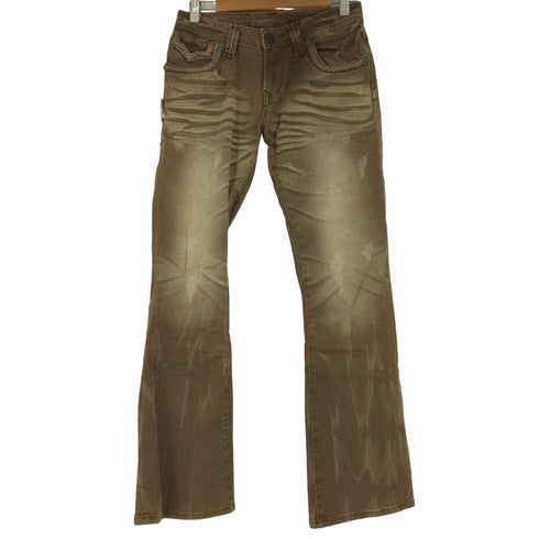 レザーパッチ ドクロボタン ダメージデニム メンズ 30