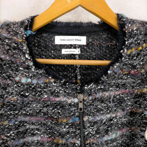 イザベルマランエトワール ISABEL MARANT ETOILE ノーカラーツイードアルパカ混ジップジャケット レディース FR:36